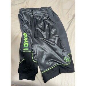 AND1 Men’s Medium Basketball Shorts Black Neon Green Athletic Mesh